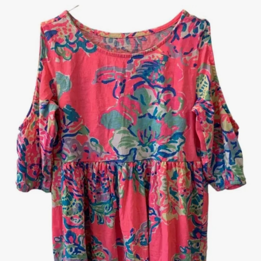 Lilly Pulitzer, Linn girls cold shoulder dress, size s 4-5, GUC!